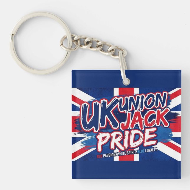 Union Jack British Flag Vintage Personalized Schlüsselanhänger (Vorderseite)