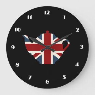 Union Jack British Teapot Große Wanduhr