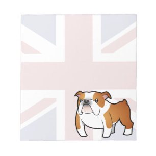 Union Jack Cartoon English Bulldog Notizblock