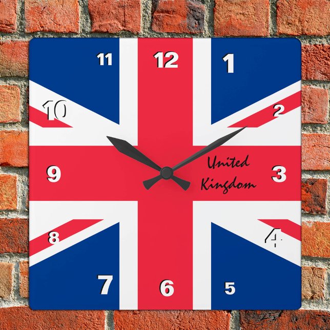 Union Jack Clock, patriotische Zuhause UK, Britisc Quadratische Wanduhr (Von Creator hochgeladen)
