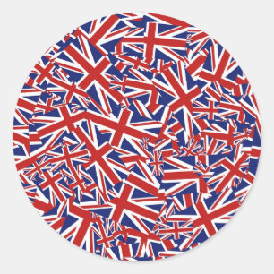 Union Jack Collage Runder Aufkleber