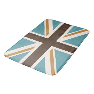 Union Jack/Flag Aquamarin-Brauner Goldcreme Badematte