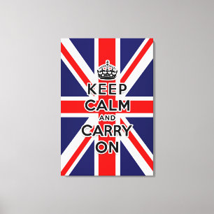 Union Jack Flag behalte Ruhe und setzt fort Leinwanddruck