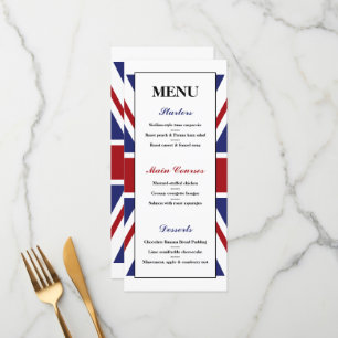 Union Jack Flag Britisches Hochzeitmenü Menükarte