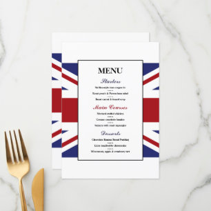 Union Jack Flag Britisches Hochzeitmenü Menükarte