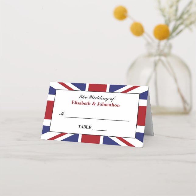 Union Jack Flag British Wedding Platzkarte (Vorderseite)