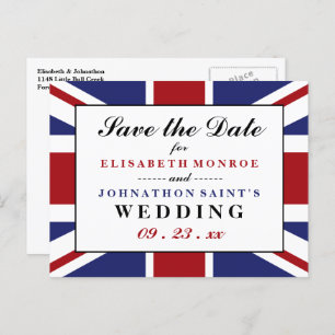 Union Jack Flag British Wedding rettet das Datum Ankündigungspostkarte
