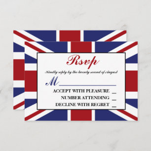 Union Jack Flag British Wedding RSVP Karte