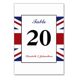 Union Jack Flag British Wedding Tischnummer