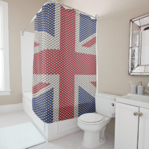 Union Jack Flag Fischernetz Muster Duschvorhang