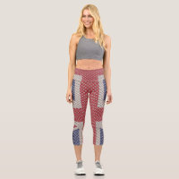 Union Jack Flag Fishnet Muster Capri Leggings