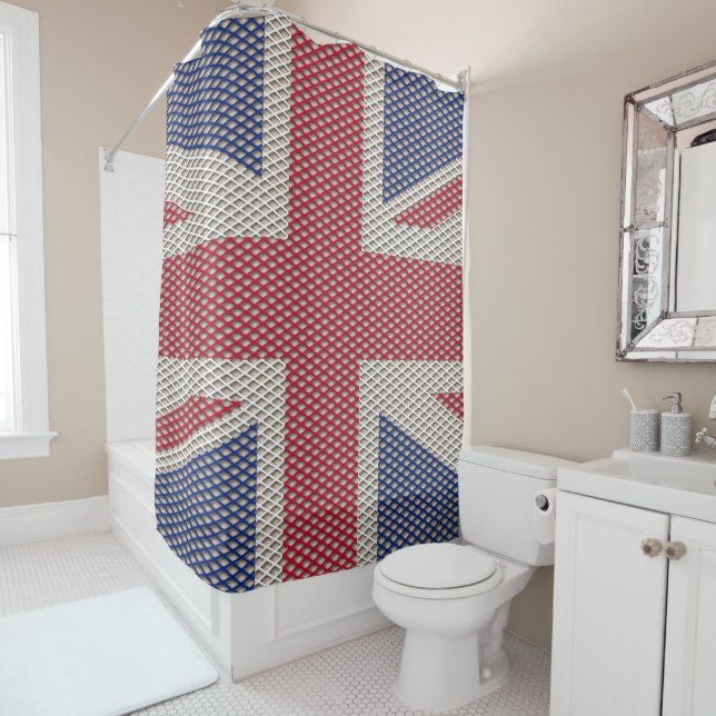 Union Jack Flag Fishnet Muster Duschvorhang (Beispiel)