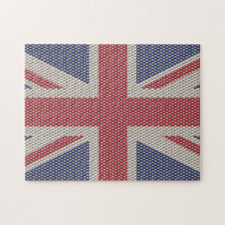 Union Jack Flag Fishnet Muster Jigsaw Puzzle