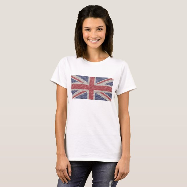 Union Jack Flag Fishnet-Muster T-Shirt (Vorne ganz)
