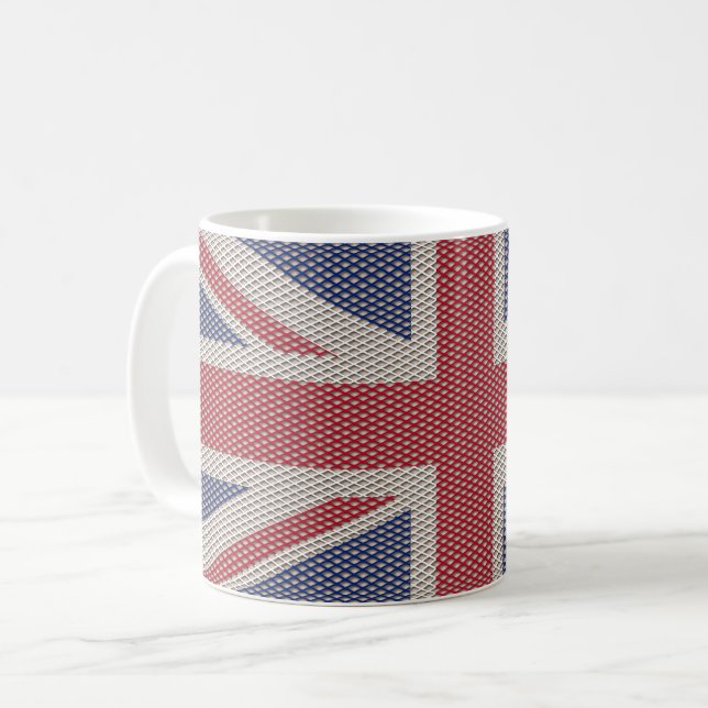 Union Jack Flag Fishnet Pattern Kaffeetasse (Vorderseite Links)