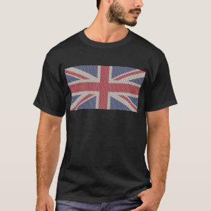 Union Jack Flag Fishnet Pattern T - Shirt