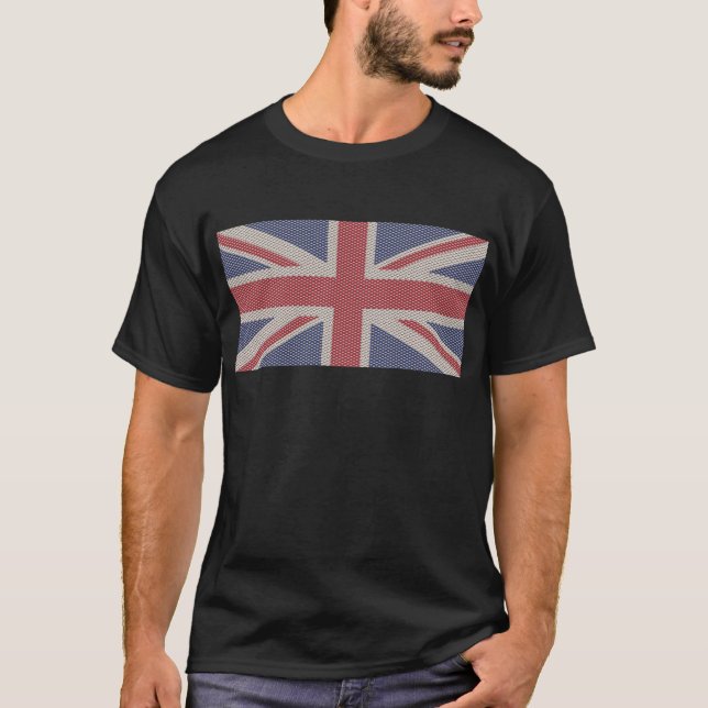 Union Jack Flag Fishnet Pattern T - Shirt (Vorderseite)