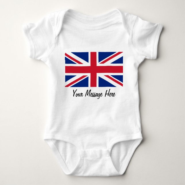 Union Jack Flag Großbritannien Säugling Kleinkind Baby Strampler (Vorderseite)