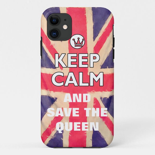 UNION JACK FLAG grunge / CALM BEHALTEN + Ihr Text Case-Mate iPhone Hülle (Rückseite)