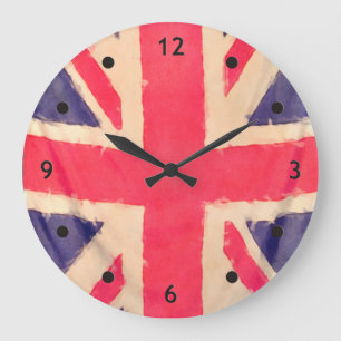 UNION JACK FLAG grunge Große Wanduhr