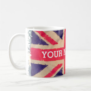 UNION JACK FLAG grunge + Ihr Text Tasse
