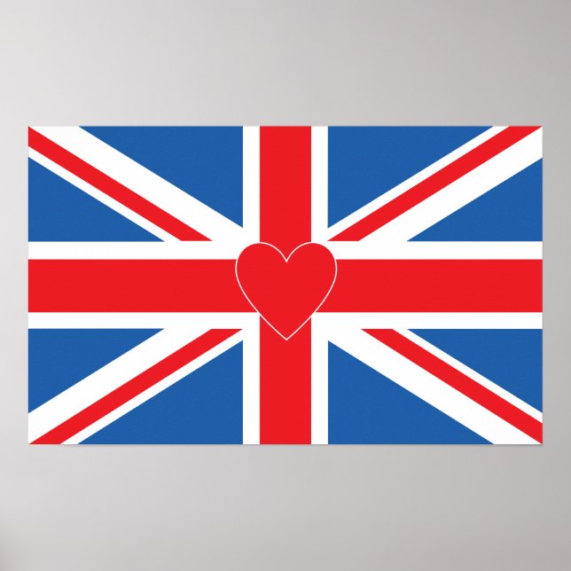 Union Jack Flag & Heart Poster (Vorne)
