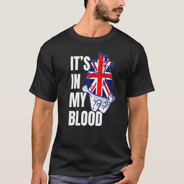 Union Jack Flag Herzblutgefäße Hand Great Brita T-Shirt (Vorderseite)