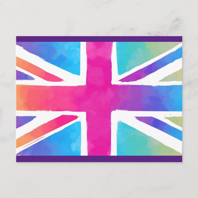 Union Jack Flag in hellen Wasserfarben Postkarte (Vorderseite)
