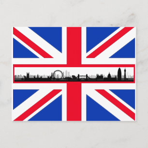 Union Jack Flag London Skyline Postcard Postkarte