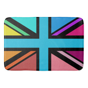 Union Jack/Flag mehrfarbig+Schwarz-Design Badematte