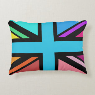 Union Jack/Flag mehrfarbig+Schwarz-Design Dekokissen