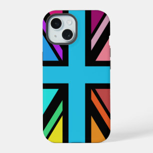Union Jack/Flag mehrfarbig+Schwarz-Design iPhone 15 Hülle