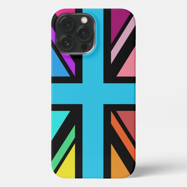 Union Jack/Flag mehrfarbig+Schwarz-Design iPhone Hülle (Rückseite)