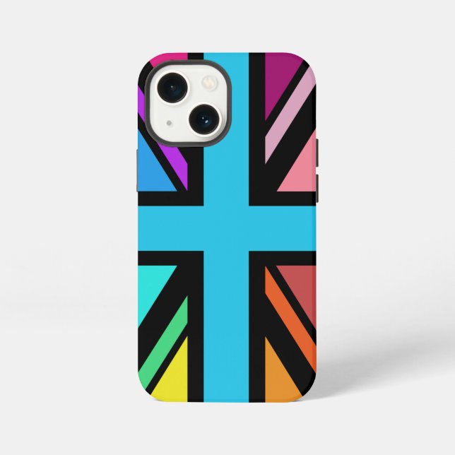 Union Jack/Flag mehrfarbig+Schwarz-Design iPhone Hülle (Rückseite)