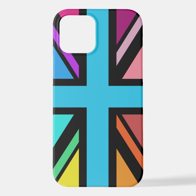 Union Jack/Flag mehrfarbig+Schwarz-Design iPhone Hülle (Rückseite)