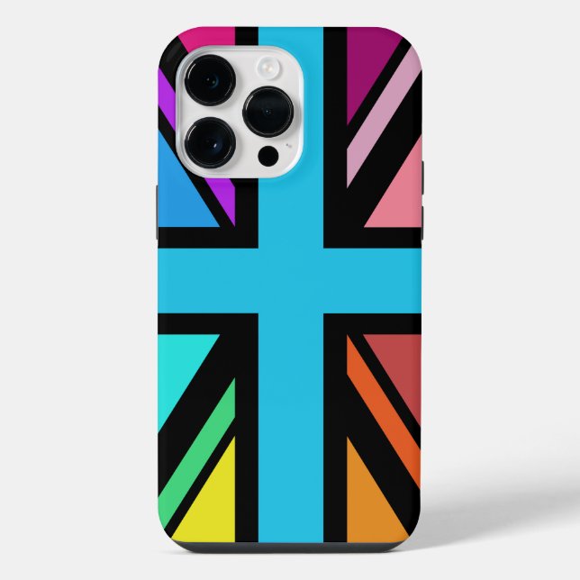 Union Jack/Flag mehrfarbig+Schwarz-Design iPhone Hülle (Rückseite)