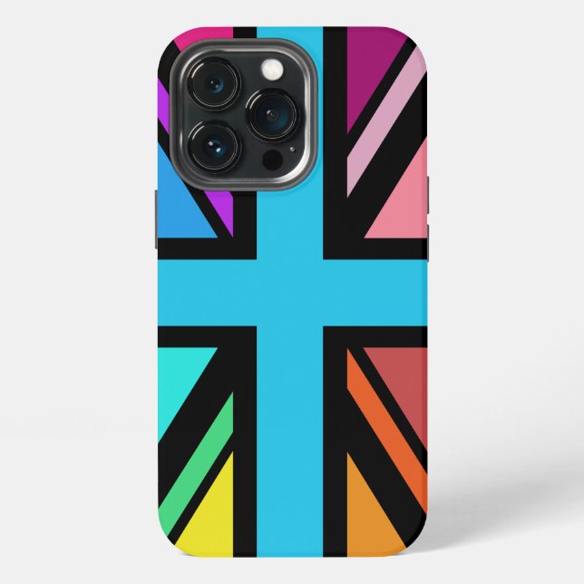 Union Jack/Flag mehrfarbig+Schwarz-Design iPhone Hülle (Hinten)