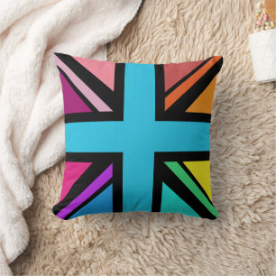 Union Jack/Flag mehrfarbig+Schwarz-Design Kissen