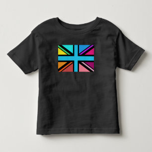 Union Jack/Flag mehrfarbig+Schwarz-Design Kleinkind T-shirt