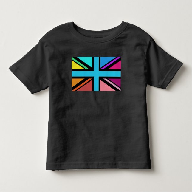Union Jack/Flag mehrfarbig+Schwarz-Design Kleinkind T-shirt (Vorderseite)