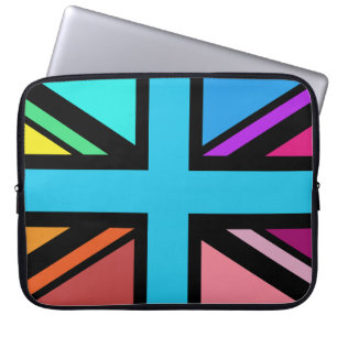 Union Jack/Flag mehrfarbig+Schwarz-Design Laptopschutzhülle