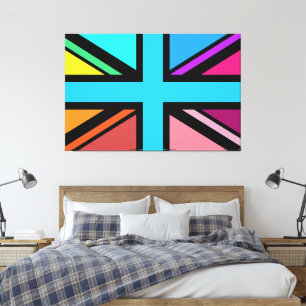Union Jack/Flag mehrfarbig+Schwarz-Design Leinwanddruck