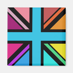 Union Jack/Flag mehrfarbig+Schwarz-Design Magnet