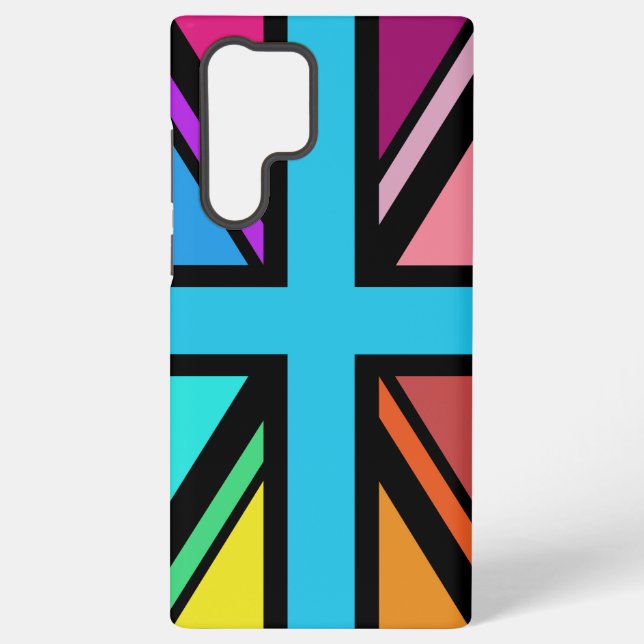 Union Jack/Flag mehrfarbig+Schwarz-Design Samsung Galaxy Hülle (Rückseite)