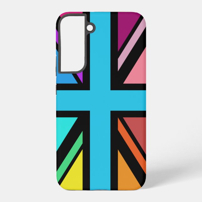 Union Jack/Flag mehrfarbig+Schwarz-Design Samsung Galaxy Hülle (Rückseite)