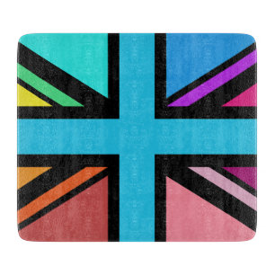 Union Jack/Flag mehrfarbig+Schwarz-Design Schneidebrett