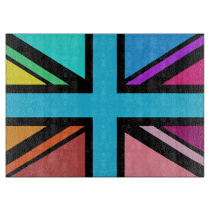 Union Jack/Flag mehrfarbig+Schwarz-Design Schneidebrett