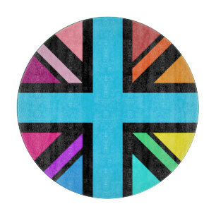 Union Jack/Flag mehrfarbig+Schwarz-Design Schneidebrett