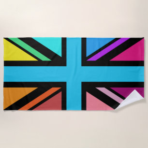 Union Jack/Flag mehrfarbig+Schwarz-Design Strandtuch