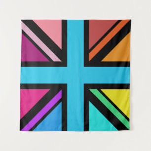 Union Jack/Flag mehrfarbig+Schwarz-Design Wandteppich
